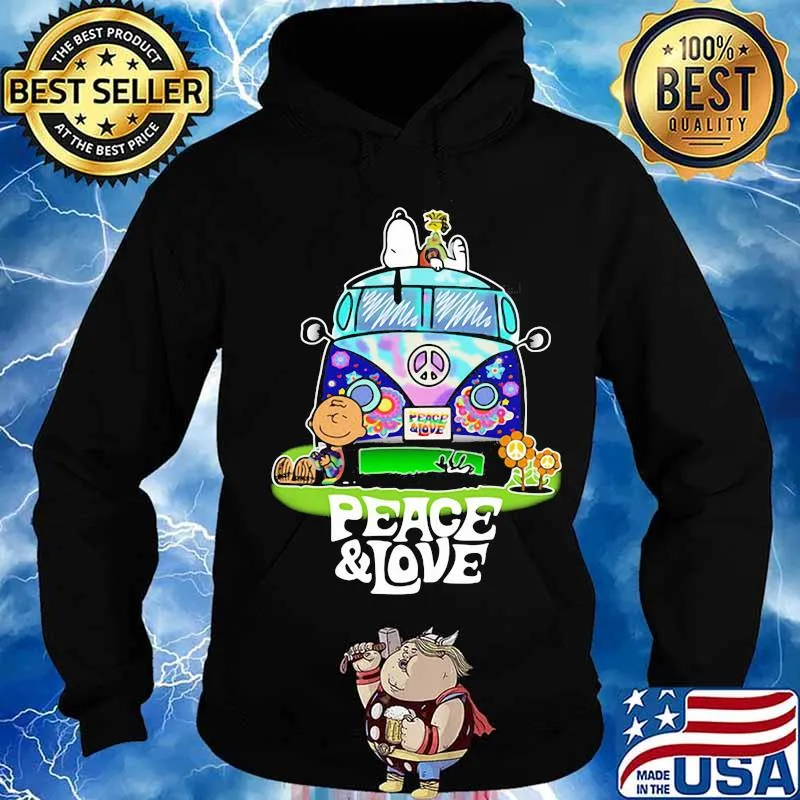 Peace Love Lgbt Bus Peanuts Snoopy Woodtosck Shirt Hoodie