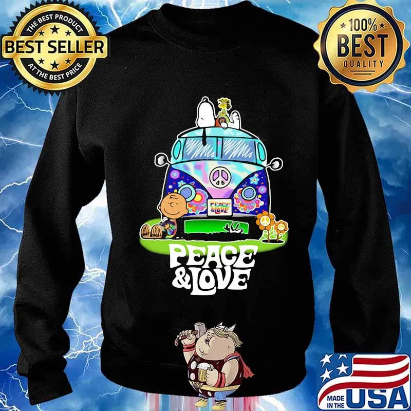 Peace Love Lgbt Bus Peanuts Snoopy Woodtosck Shirt Sweater