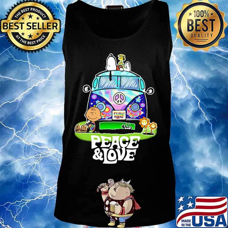 Peace Love Lgbt Bus Peanuts Snoopy Woodtosck Shirt Tank top