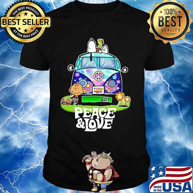 Peace Love Lgbt Bus Peanuts Snoopy Woodtosck Shirt
