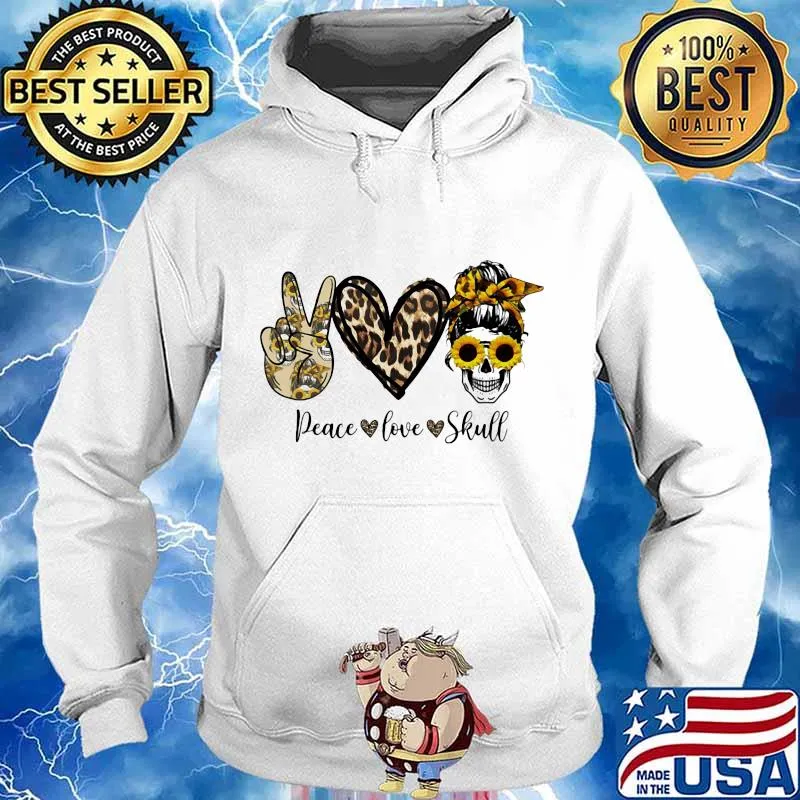 Peace Love Skull Sunflowers Heart Leopard Shirt Hoodie