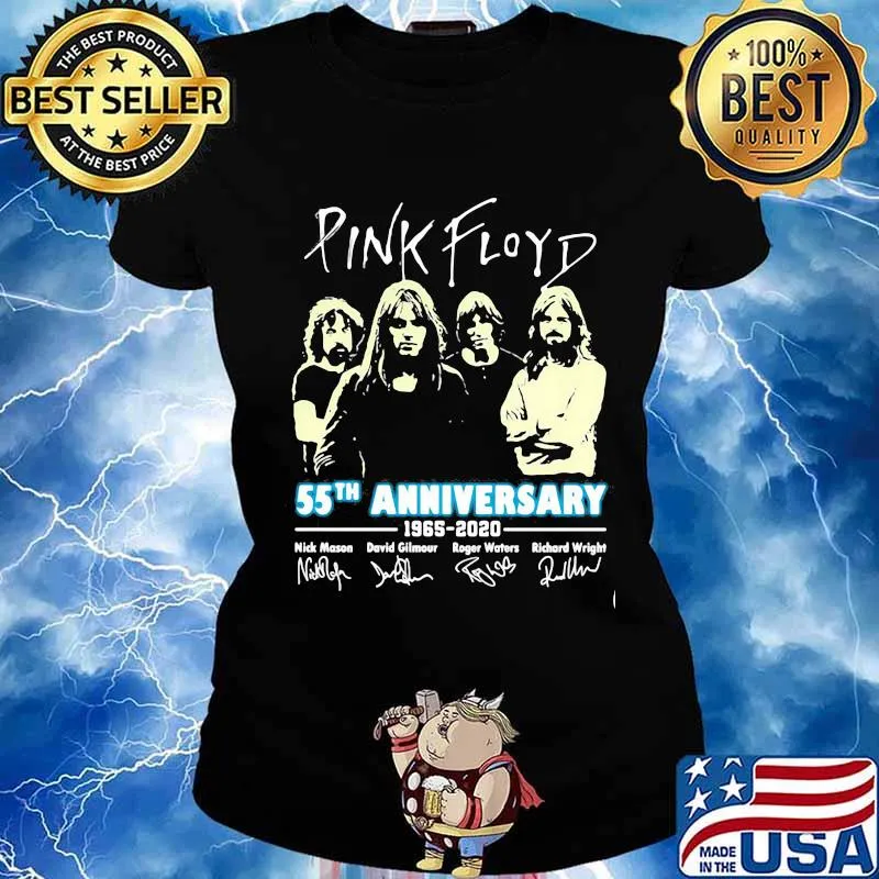 Pink Floyd 55th Anniversary 1965 2020 Signuature Bank Music Birthday Shirt Ladies tee