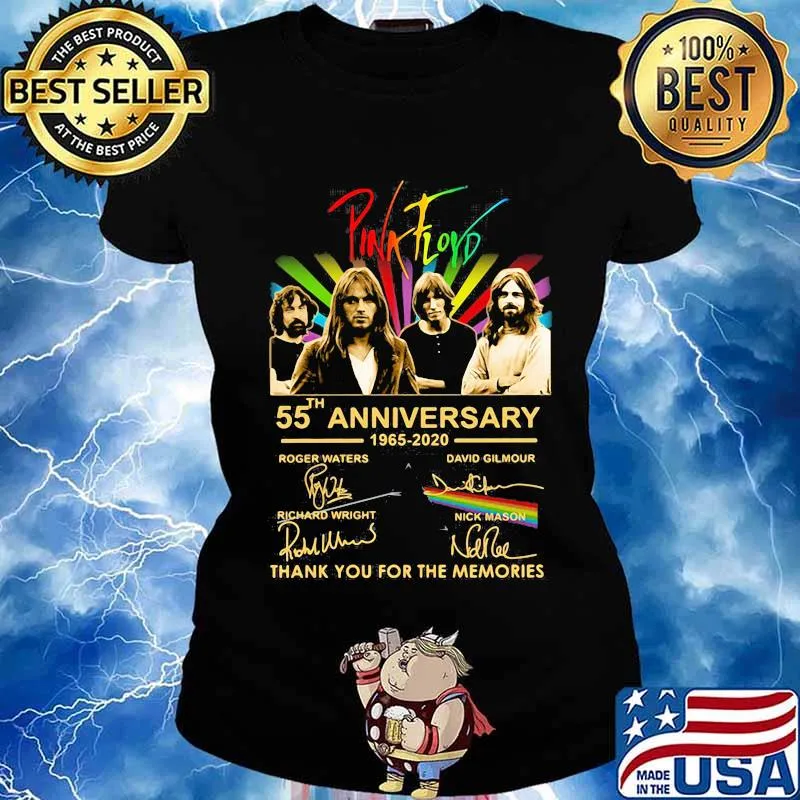 Pink Floyd 55th Anniversary 1965 2020 Thank You For The Memories Signuature Birthday Shirt Ladies tee
