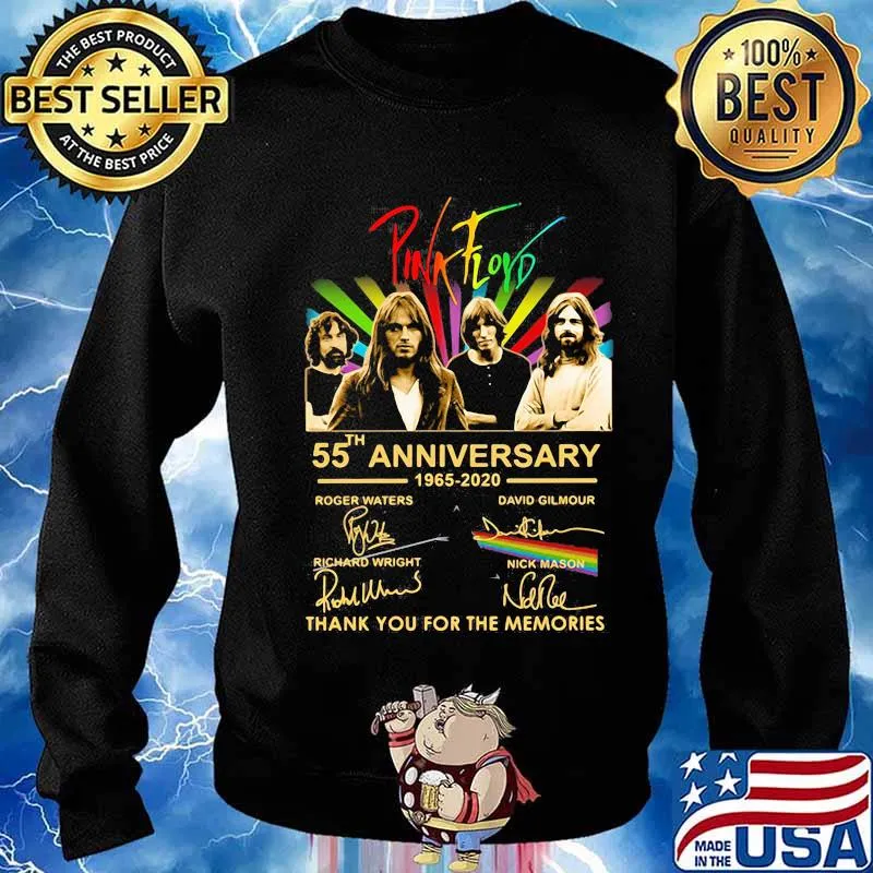 Pink Floyd 55th Anniversary 1965 2020 Thank You For The Memories Signuature Birthday Shirt Sweater