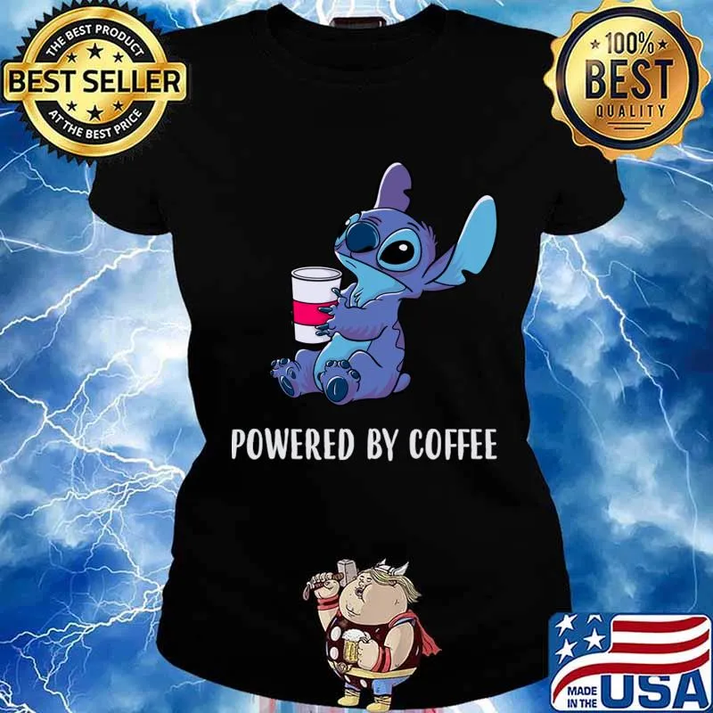 Powered By Coffee Stitch Shirt Ladies tee