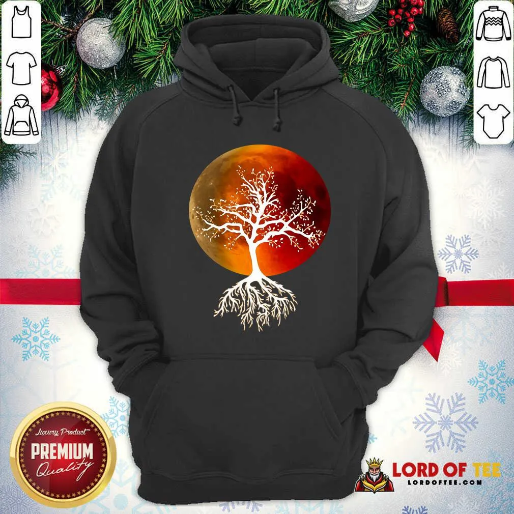 Premium Blood Moon With Tree Moon Lunar Eclipse Moonlight Full Moon Pullover Shirt - Image 2