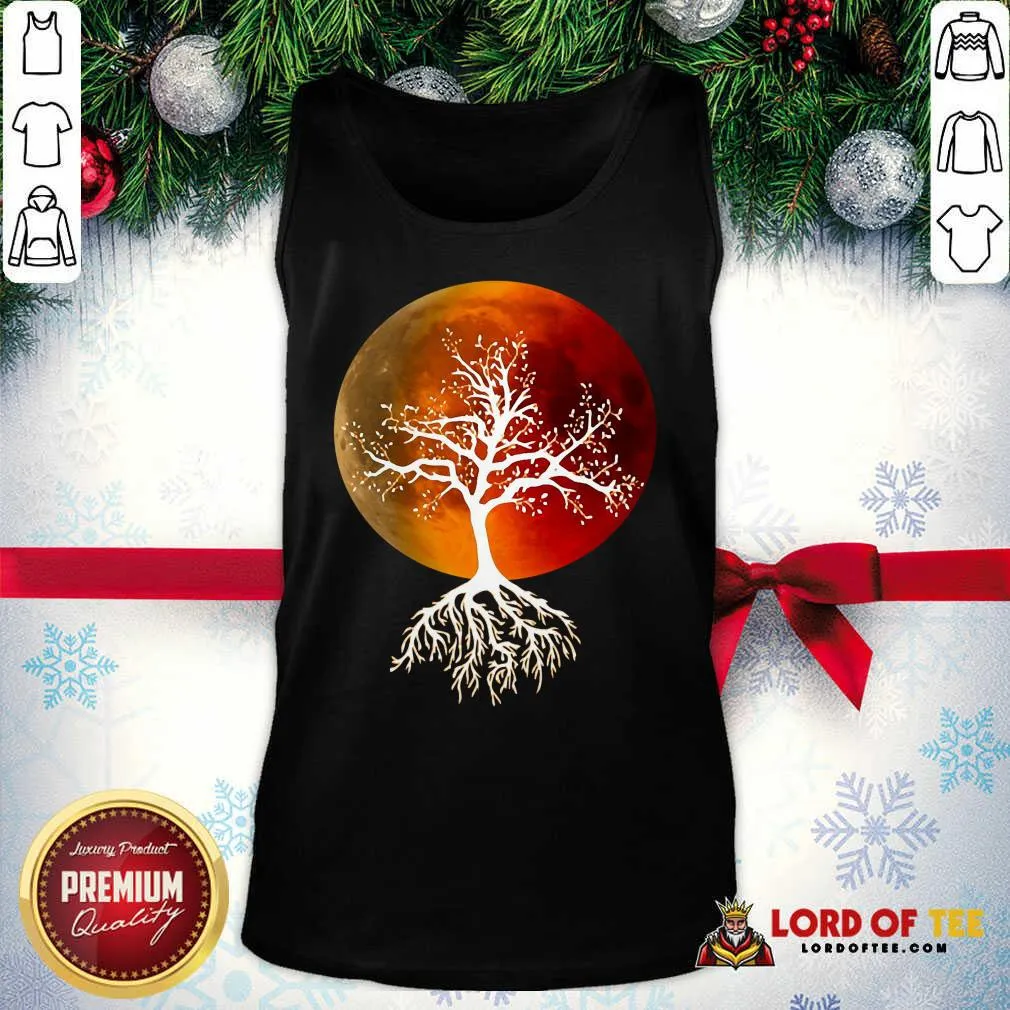 Premium Blood Moon With Tree Moon Lunar Eclipse Moonlight Full Moon Pullover Shirt - Image 4