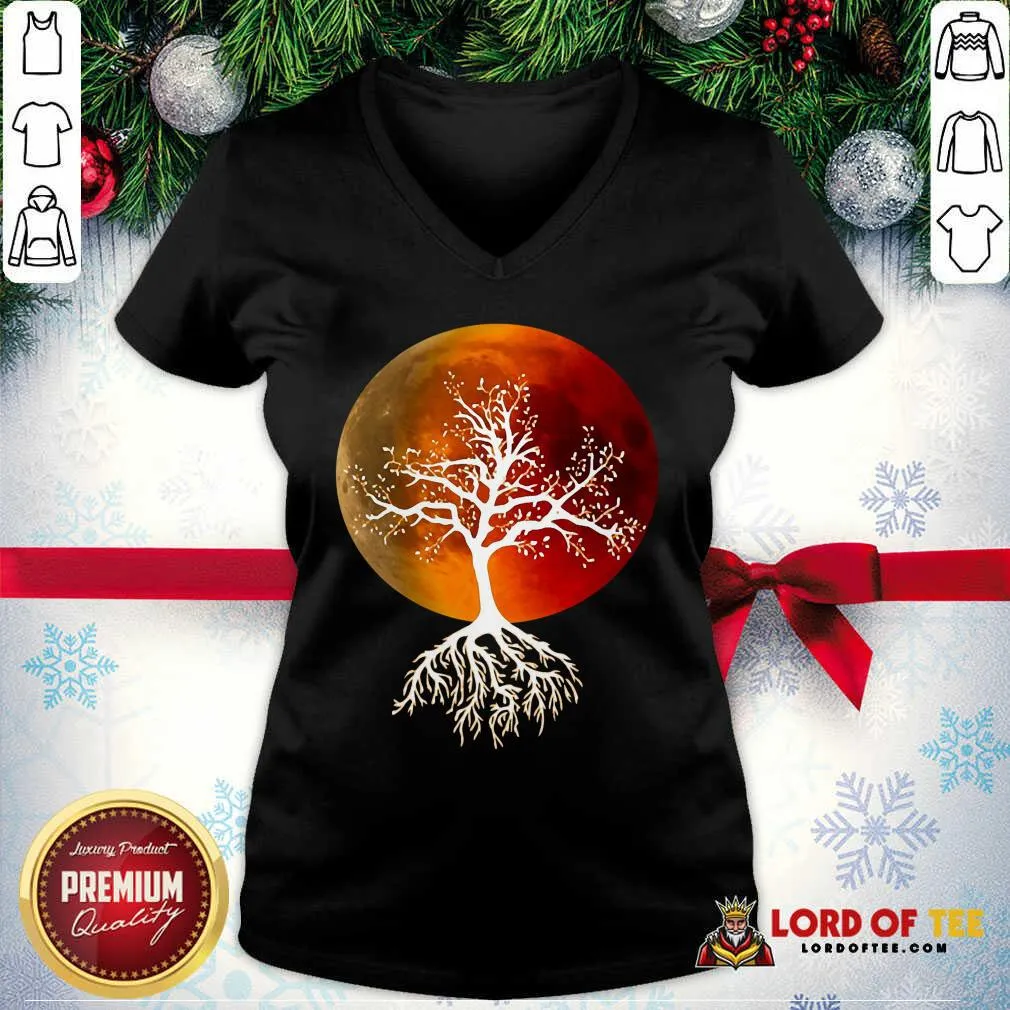 Premium Blood Moon With Tree Moon Lunar Eclipse Moonlight Full Moon Pullover Shirt - Image 5