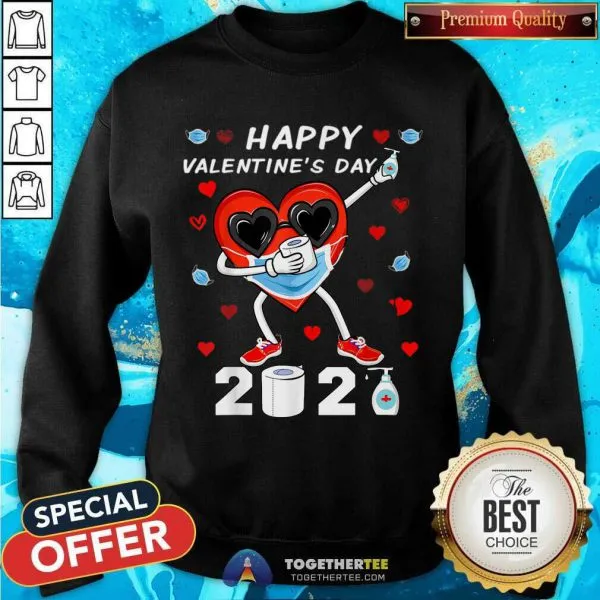 Pretty Dabbing Heart In A Mask Happy Valentines Day 2021 Shirt T-Shirt - Image 4