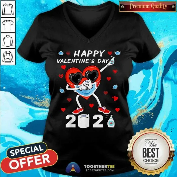 Pretty Dabbing Heart In A Mask Happy Valentines Day 2021 Shirt T-Shirt - Image 2
