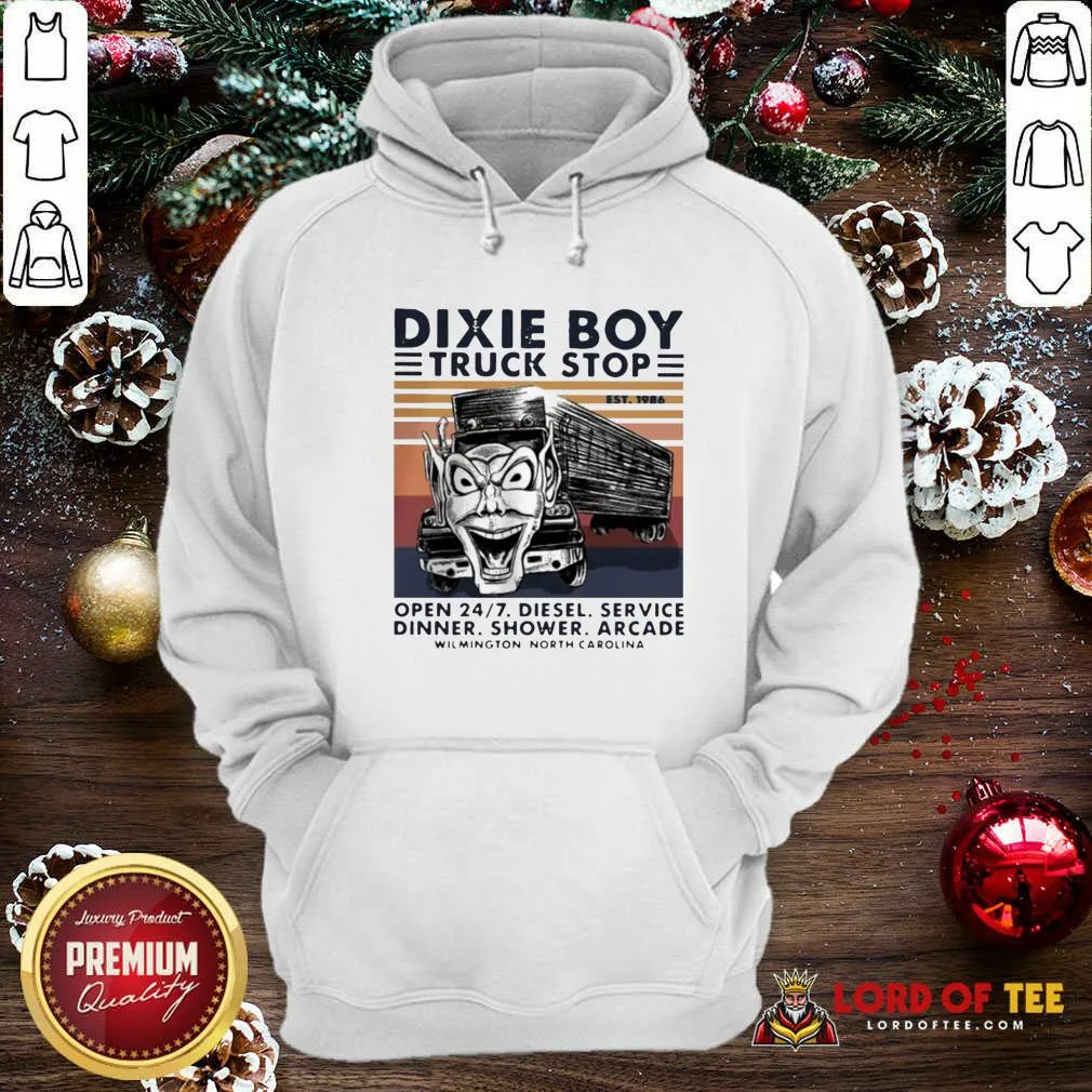 Pretty Vintage Dixie Boy Truck Stop Open 247 Diesel Service Dinner Shower Arcade Wilmington North Carolina Shirt - Image 2