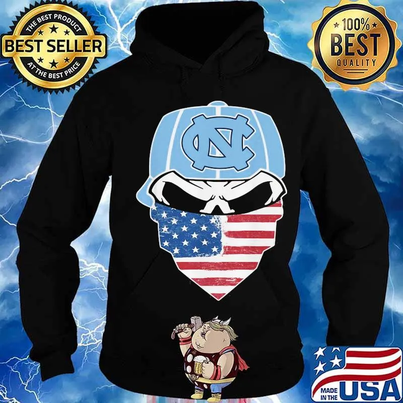 Skull Wear Hat North Carolina Tar Heels Football Mask American Flag Shirt Hoodie