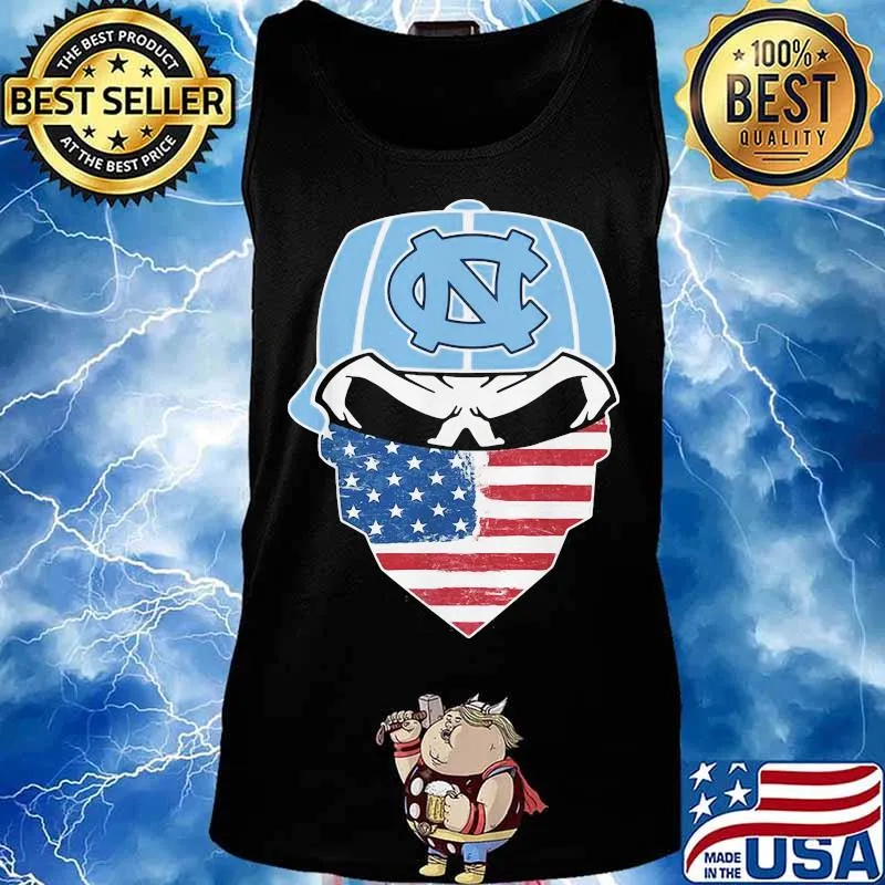 Skull Wear Hat North Carolina Tar Heels Football Mask American Flag Shirt Tank top