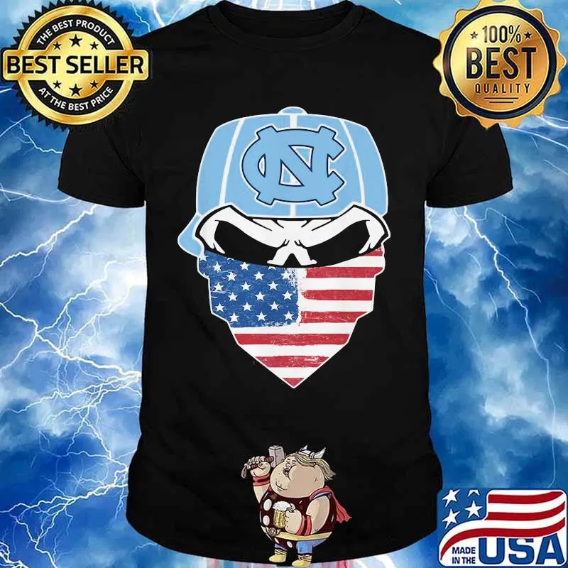 Skull Wear Hat North Carolina Tar Heels Football Mask American Flag Shirt