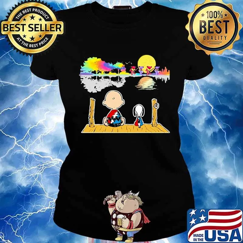 Snoopy And Friend Look At Dancing Bear Moon Grateful Dead Steal Shirt Ladies tee