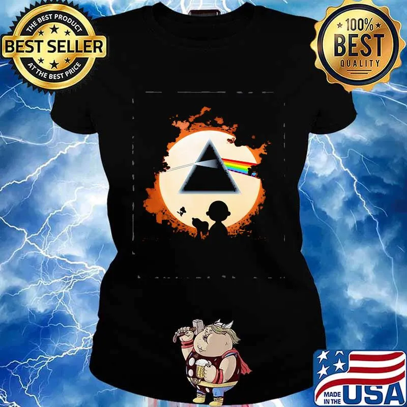 Snoopy And Friends Watch The Moon Pink Floyd Shirt Ladies tee