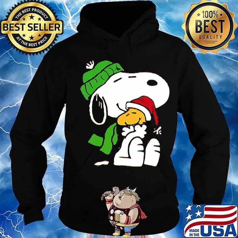 Snoopy And Woodstock Wear Pajama Christmas Shirt Hoodie
