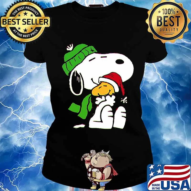 Snoopy And Woodstock Wear Pajama Christmas Shirt Ladies tee