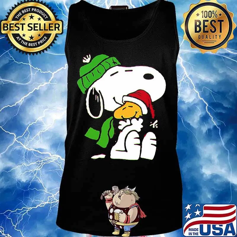 Snoopy And Woodstock Wear Pajama Christmas Shirt Tank top