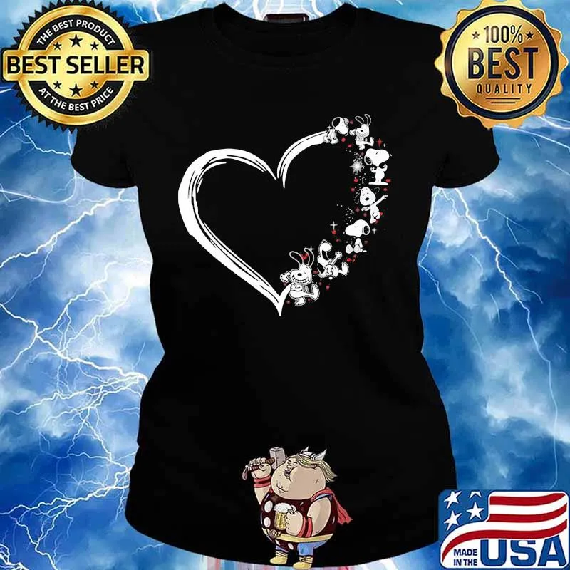 Snoopy Love Heart Merry Xmas Shirt Ladies tee