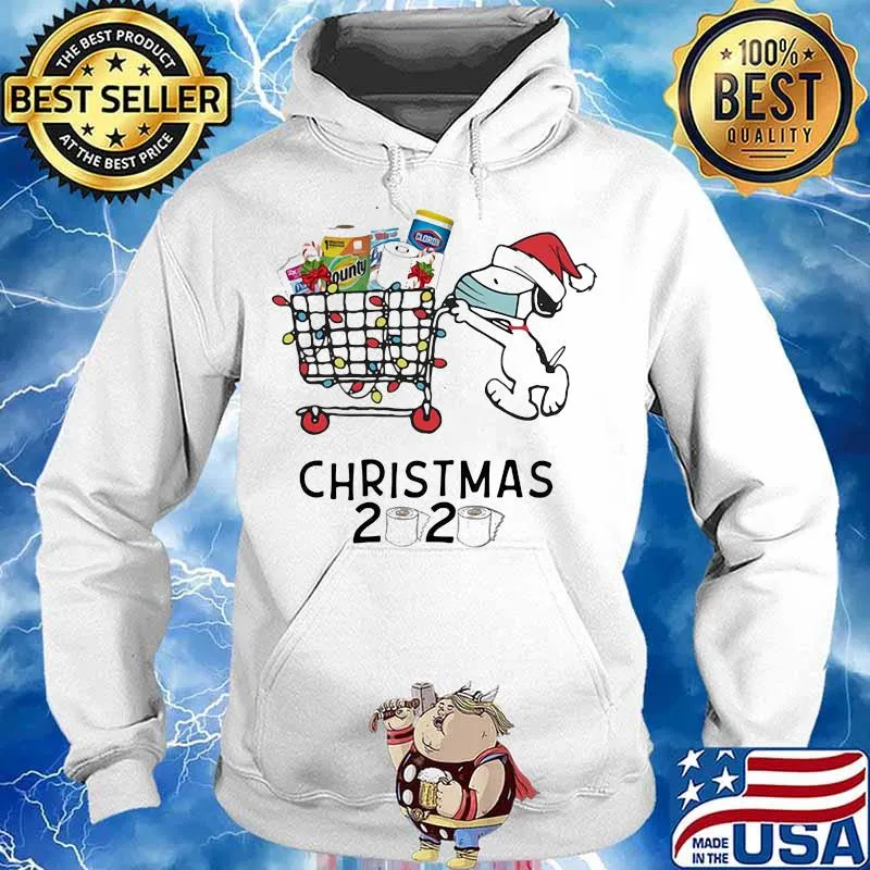 Snoopy Wear Mask With Hat Santa Claus Go Shopping Christmas 2020 Toilet Paper Shirt Hoodie