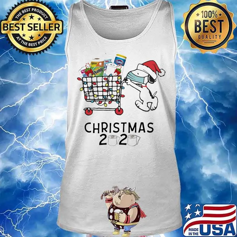Snoopy Wear Mask With Hat Santa Claus Go Shopping Christmas 2020 Toilet Paper Shirt Tank top