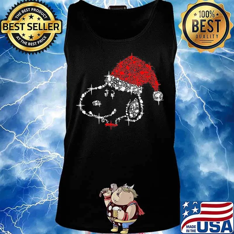 Snoopy Wear Santa Hat Sparkling Diamond Christmas Shirt Tank top