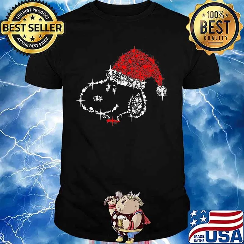 Snoopy Wear Santa Hat Sparkling Diamond Christmas Shirt