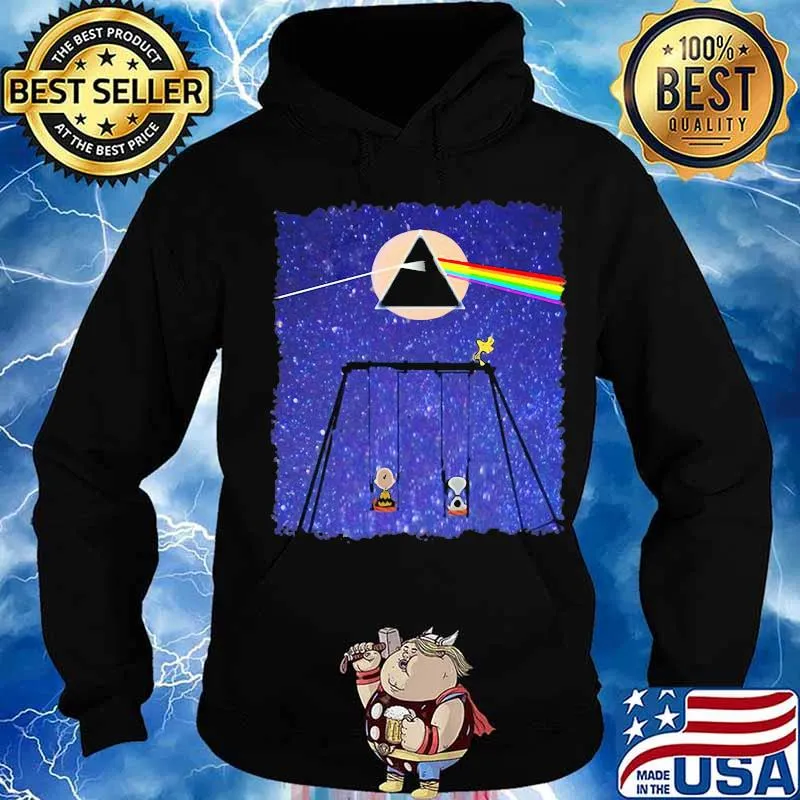 Snoopy Woodstock And Friend Watching Moon Pink Floyd Shirt Hoodie