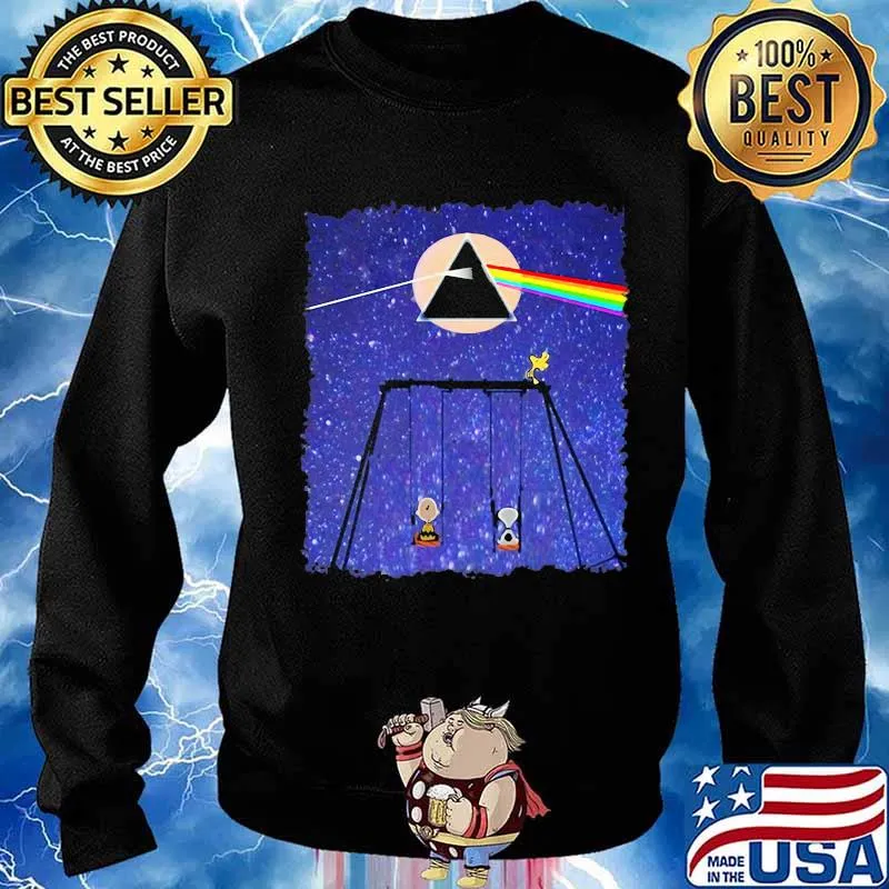 Snoopy Woodstock And Friend Watching Moon Pink Floyd Shirt Sweater
