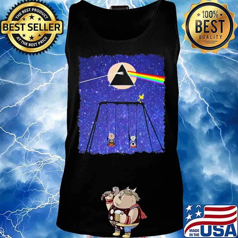Snoopy Woodstock And Friend Watching Moon Pink Floyd Shirt Tank top