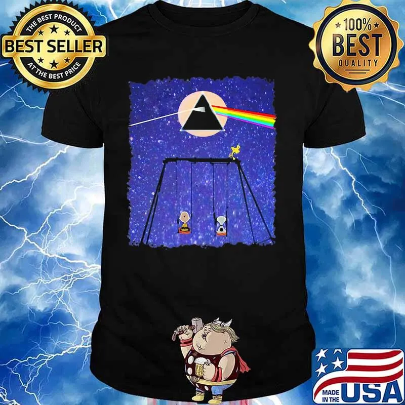 Snoopy Woodstock And Friend Watching Moon Pink Floyd Shirt