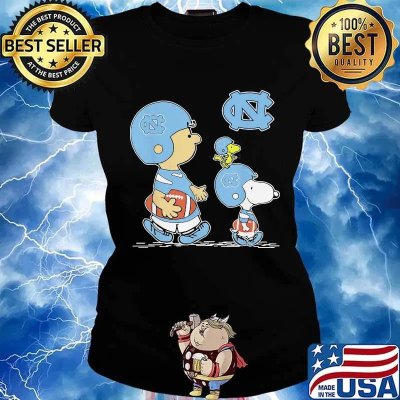 Snoopy Woodstock Wear Hat North Carolina Tar Heels Football Shirt Ladies tee