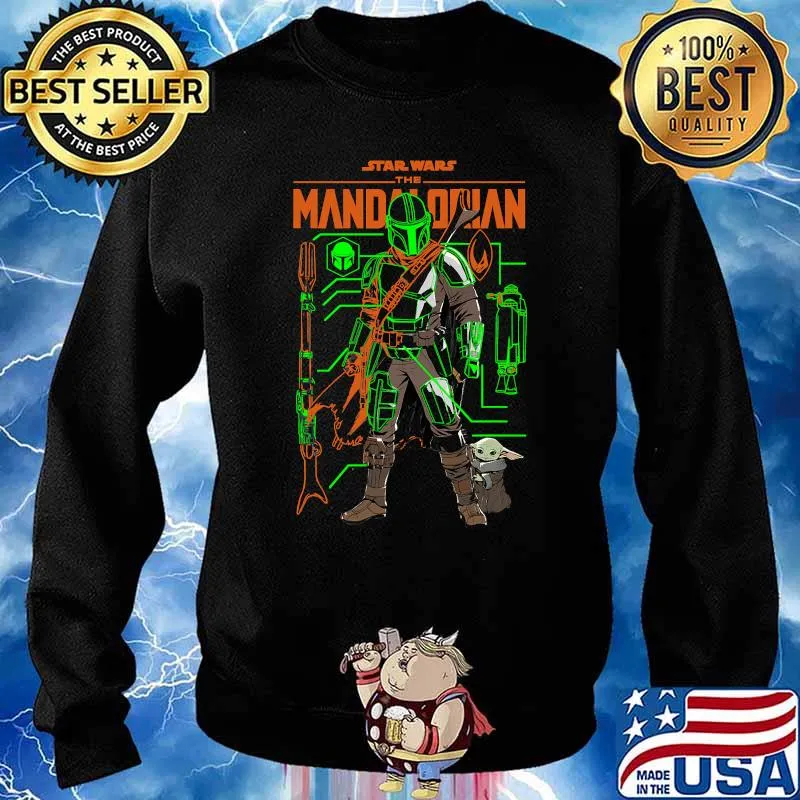 Star Wars The Mandalorian Neon Schematics Baby Yoda Shirt Sweater