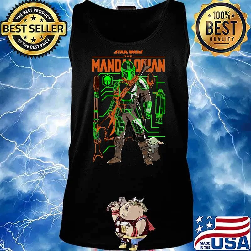 Star Wars The Mandalorian Neon Schematics Baby Yoda Shirt Tank top