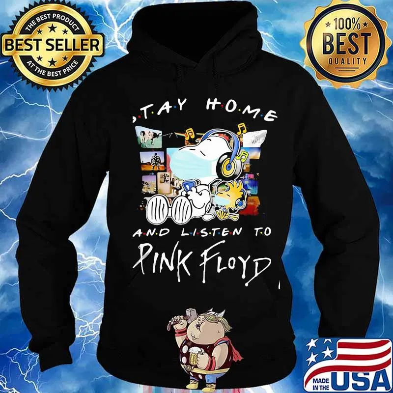 Stay Home And Listen To Pink Floyd Snoopy And Woodstock Wear Mask Shirt Hoodie