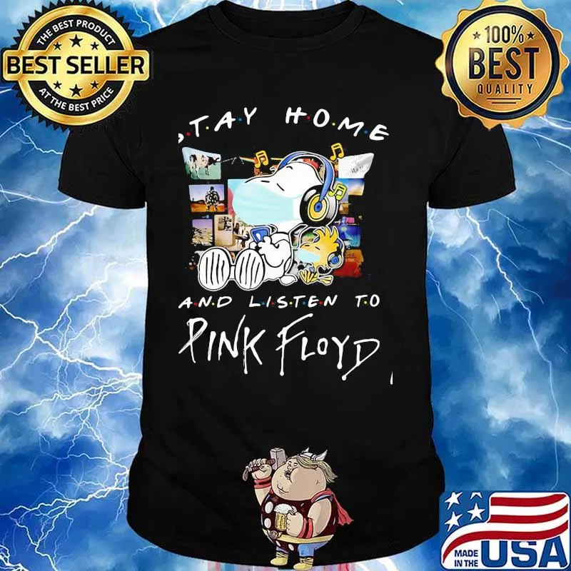 Stay Home And Listen To Pink Floyd Snoopy And Woodstock Wear Mask Shirt