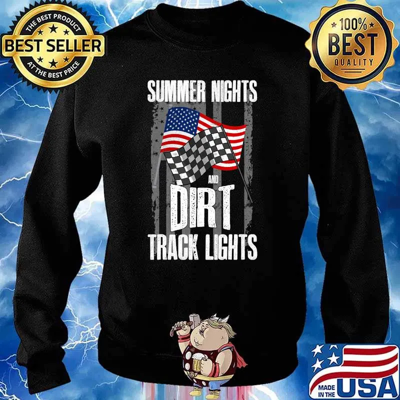 Summer Nights Dirt Track Lights Racing Motocross American Flag Shirt Sweater