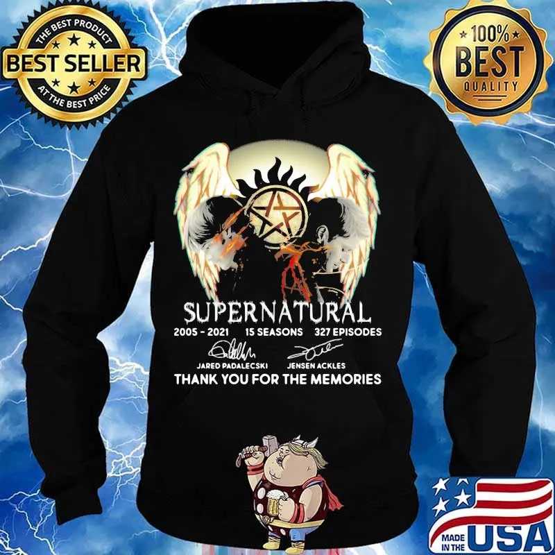 Supernatural 2005-2021 15 seasons 327 episodes thank you for the memories signature s Hoodie