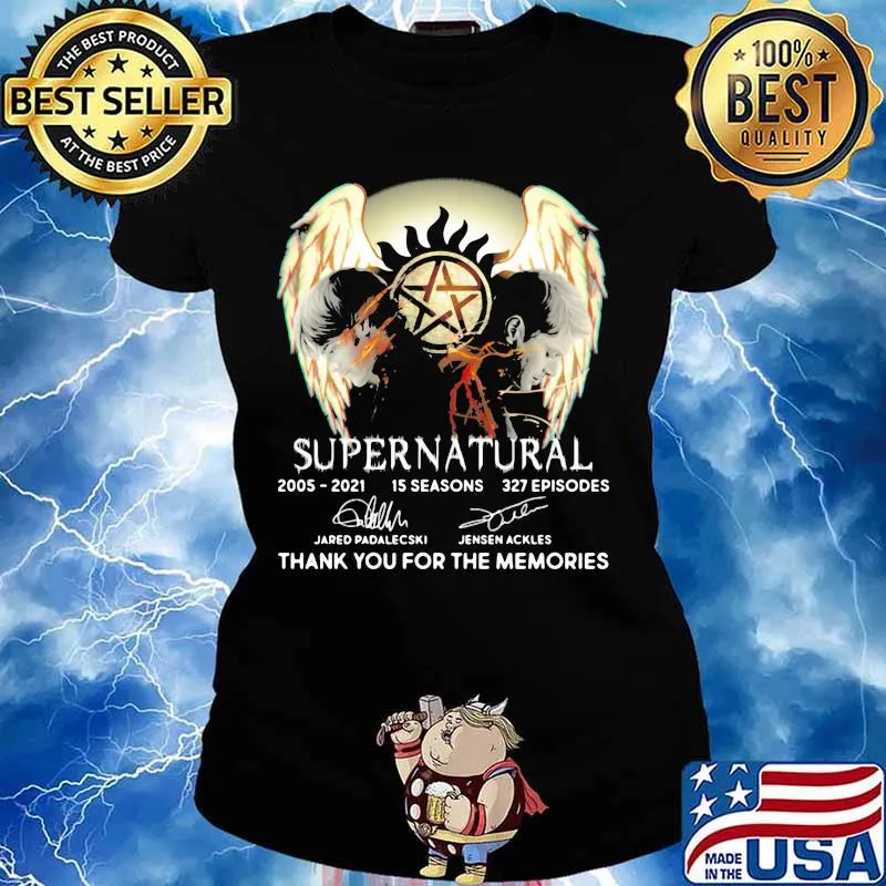 Supernatural 2005-2021 15 seasons 327 episodes thank you for the memories signature s Ladies tee