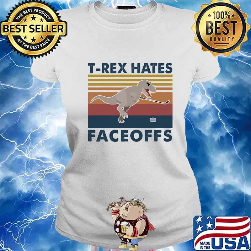 T-Rex Hates Faceoffs Hockey Vintage Shirt Ladies tee