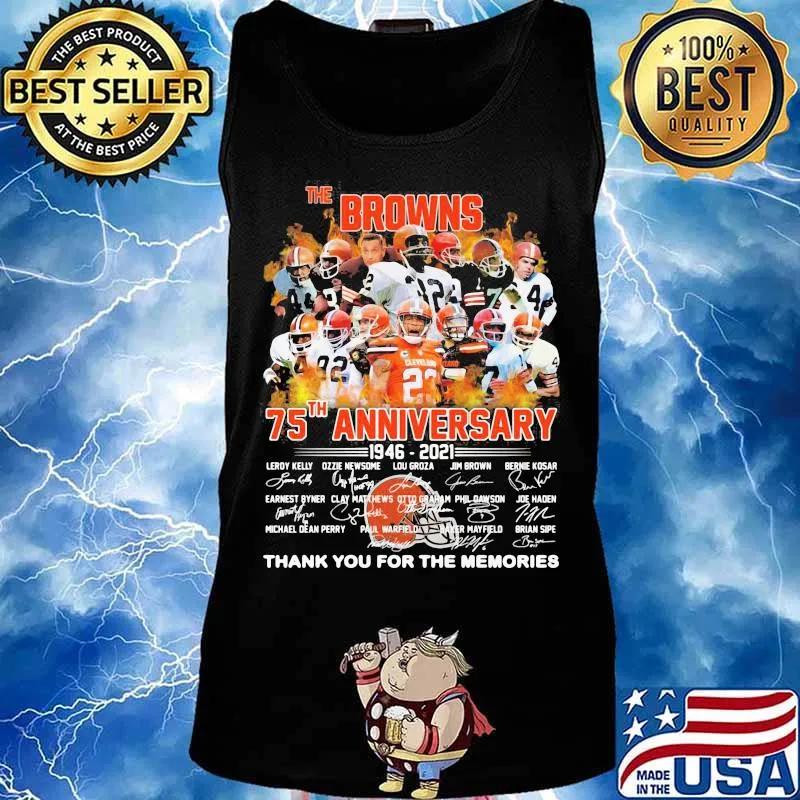 The Brown 75th Anniversary 1945 2020 Thank You For The Memories Signuature Football Shirt Tank top