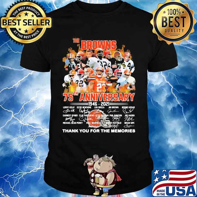 The Brown 75th Anniversary 1945 2020 Thank You For The Memories Signuature Football Shirt