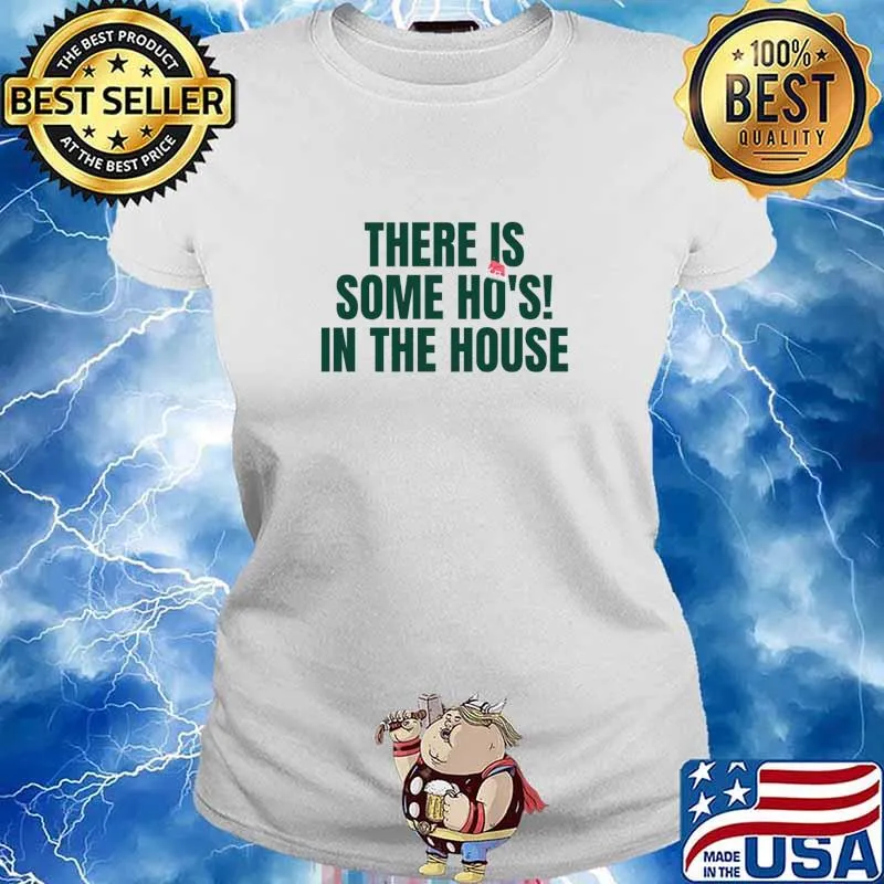 There Is Some Ho’s In The House Hat Santa Christmas Shirt Ladies tee