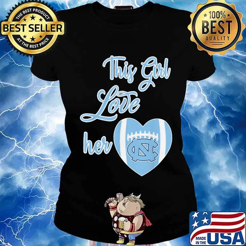 This Girl Love Her North Carolina Tar Heels Football Heart Shirt Ladies tee