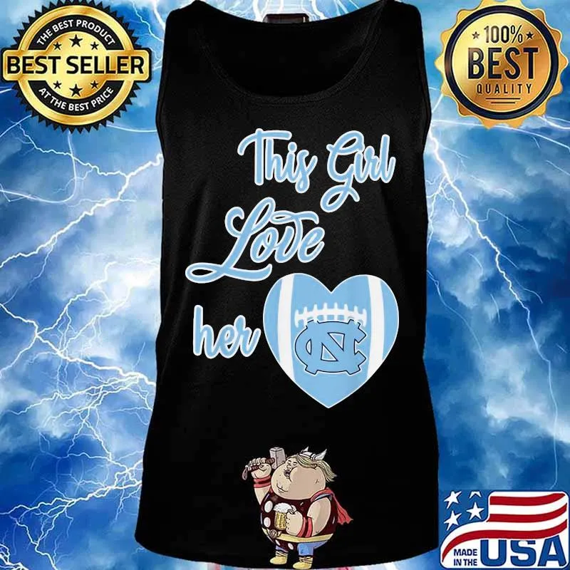 This Girl Love Her North Carolina Tar Heels Football Heart Shirt Tank top