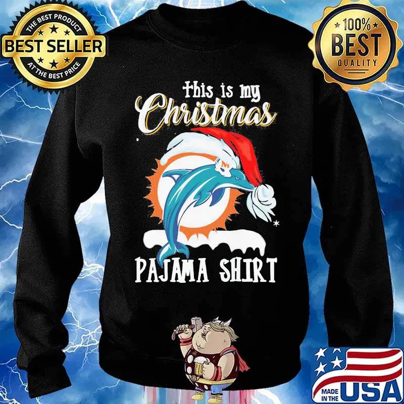 This Is My Christmas Pajama Dolphins Miami Hat Santa Shirt Sweater