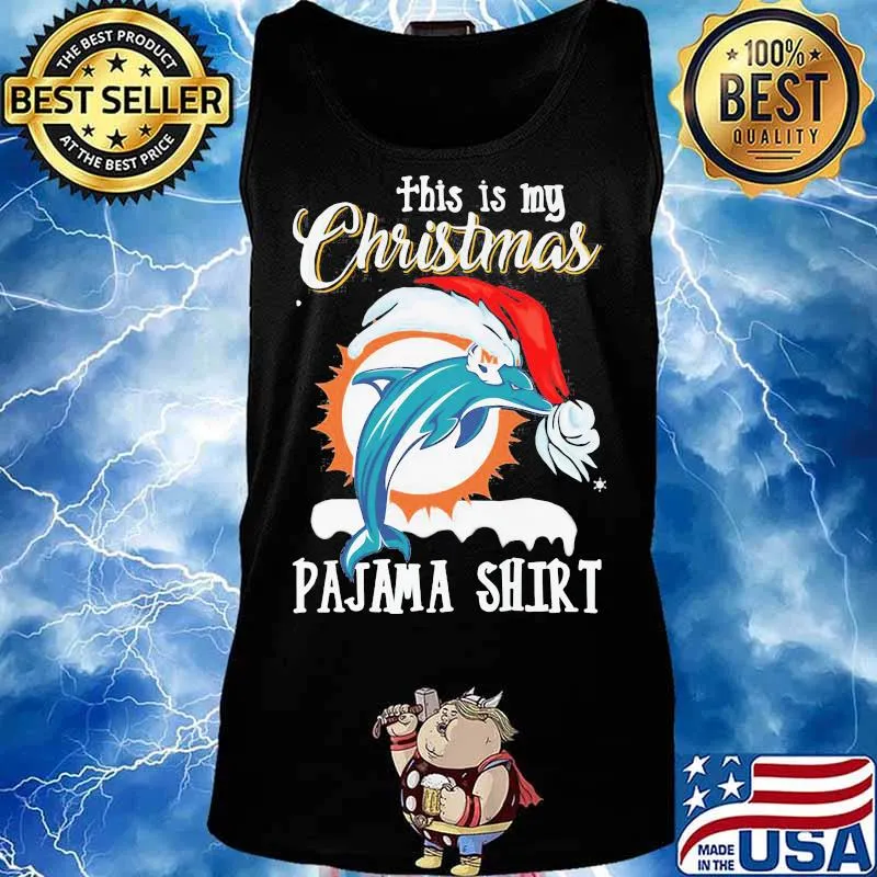 This Is My Christmas Pajama Dolphins Miami Hat Santa Shirt Tank top