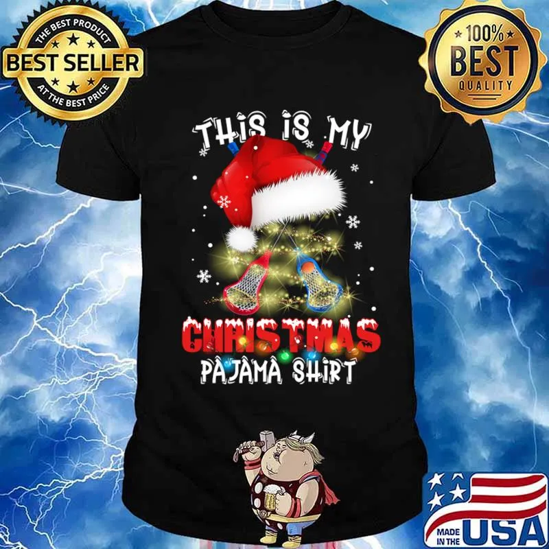 This Is My Christmas Pajama Lacrosse Lovers Xmas Santa Hat Shirt