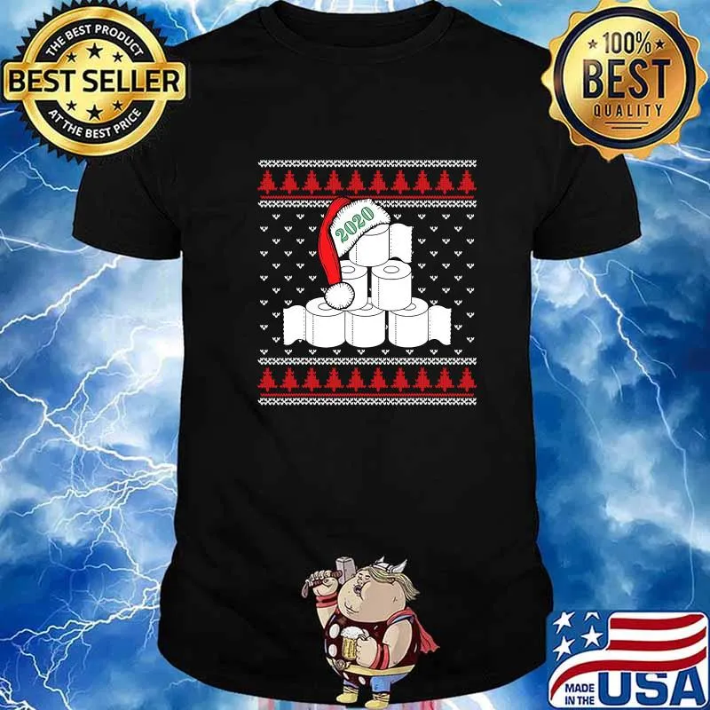 Toilet Paper Christmas Tree Santa Hat 2020 Ugly Xmas Shirt
